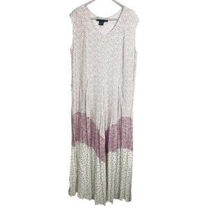 JG Hook Vintage 100% Rayon Floral Cap‎ Sleeve Maxi Dress Size Large